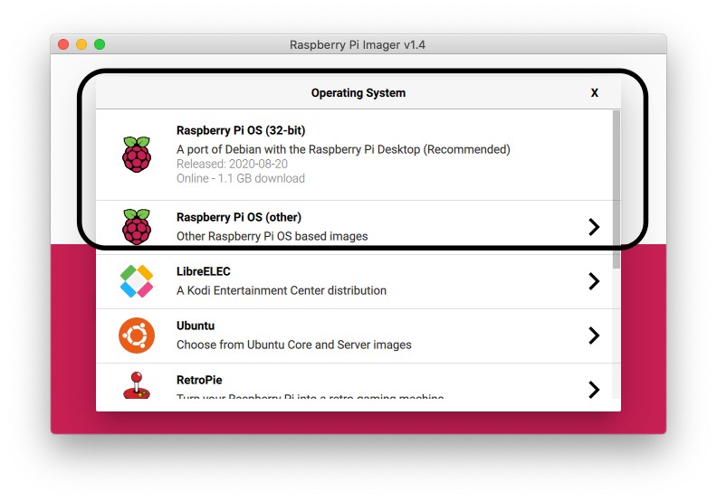 Raspberry Pi OS Imager top