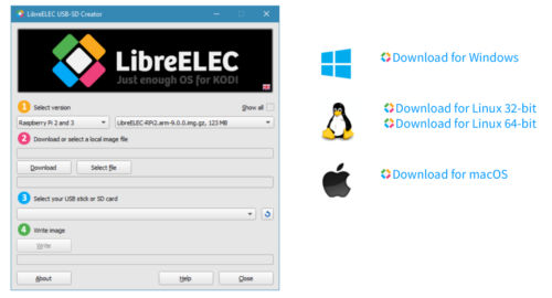 LibreELECダウンロードWEB画面