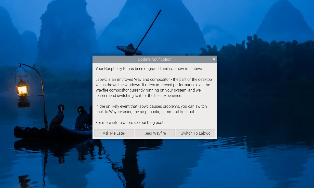Wayfireからlabwcに切り替えたらカーソルがぽつんと真っ黒画面、回避方法